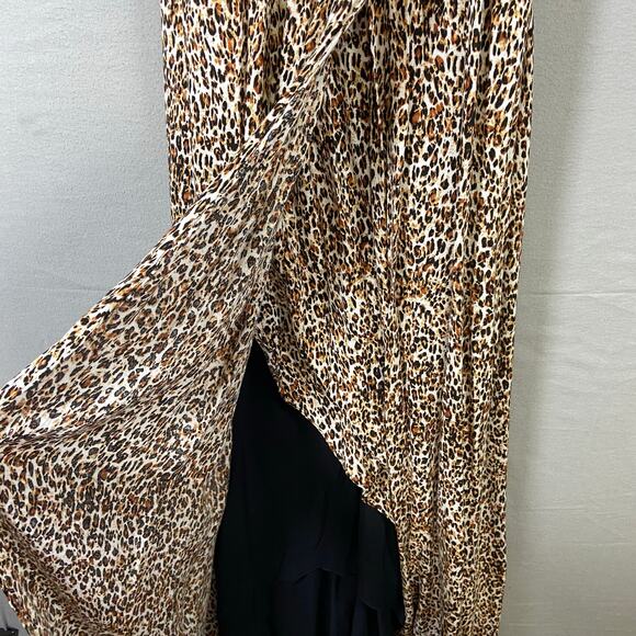 Free People Animal Instincts Cheetah Print Open Back Halter Maxi Dress Size 10 - Picture 12 of 15